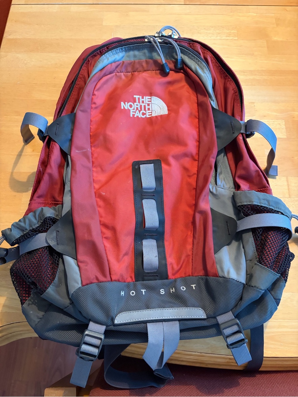 The North Face Hot Shot Backpack in Red and Gray